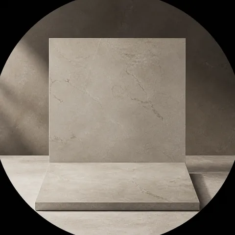 New Infinity porcelain arrival, one tile standing upright beside one laid flat