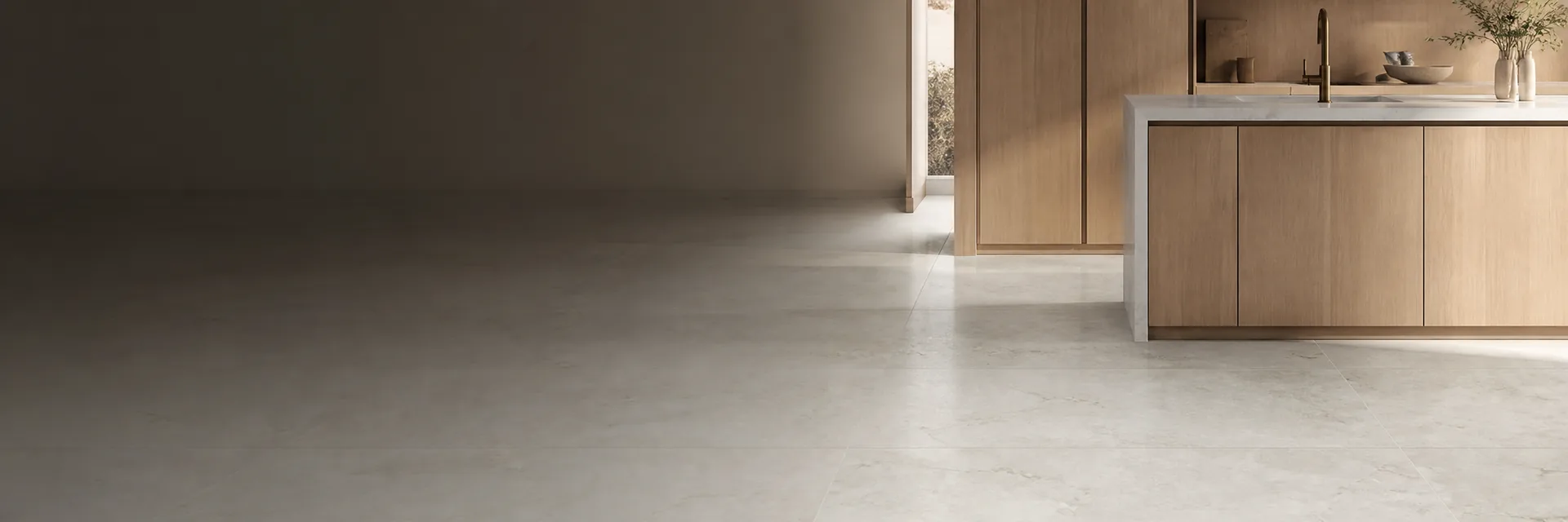 Onix porcelain laid as a kitchen floor